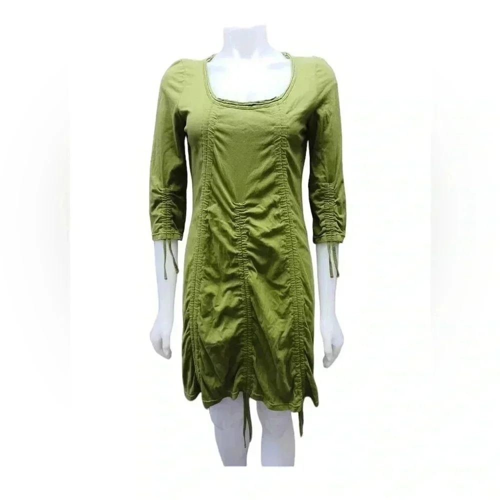 Neon Buddha Green Ruched Dress Tunic Size Small